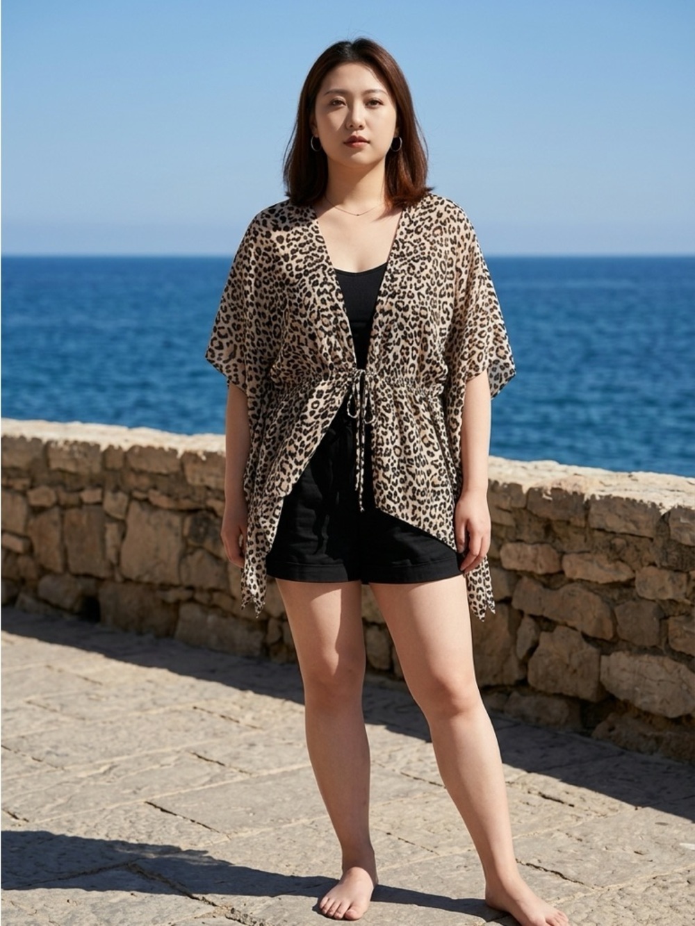 Brian & Em Leopard Print Tie-Front Swim Coverup | 1X
